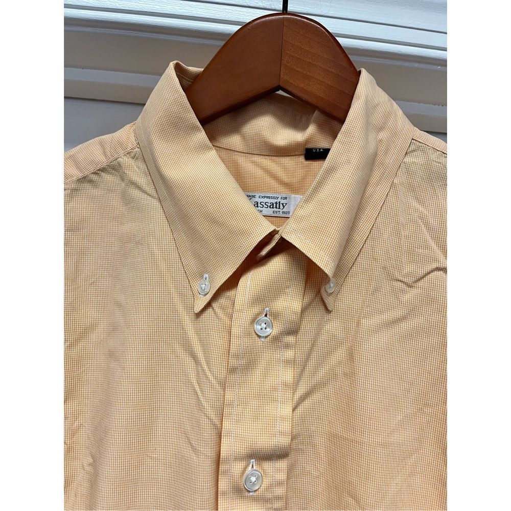 Kassatly Palm Beach Peach Fine Check Button Down Shirt sz L EUC